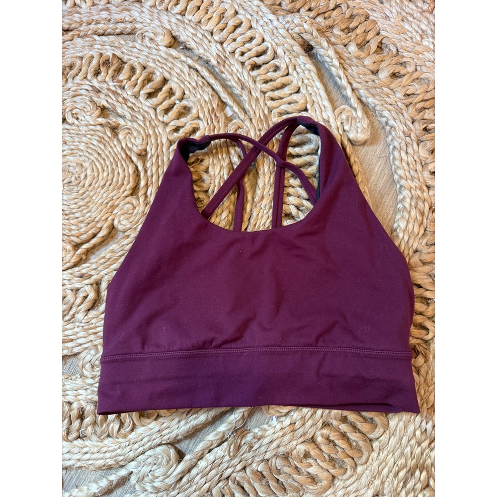 ETHOS Burgundy Sports Bra Strappy Back Workout Athletic Top Women L‎